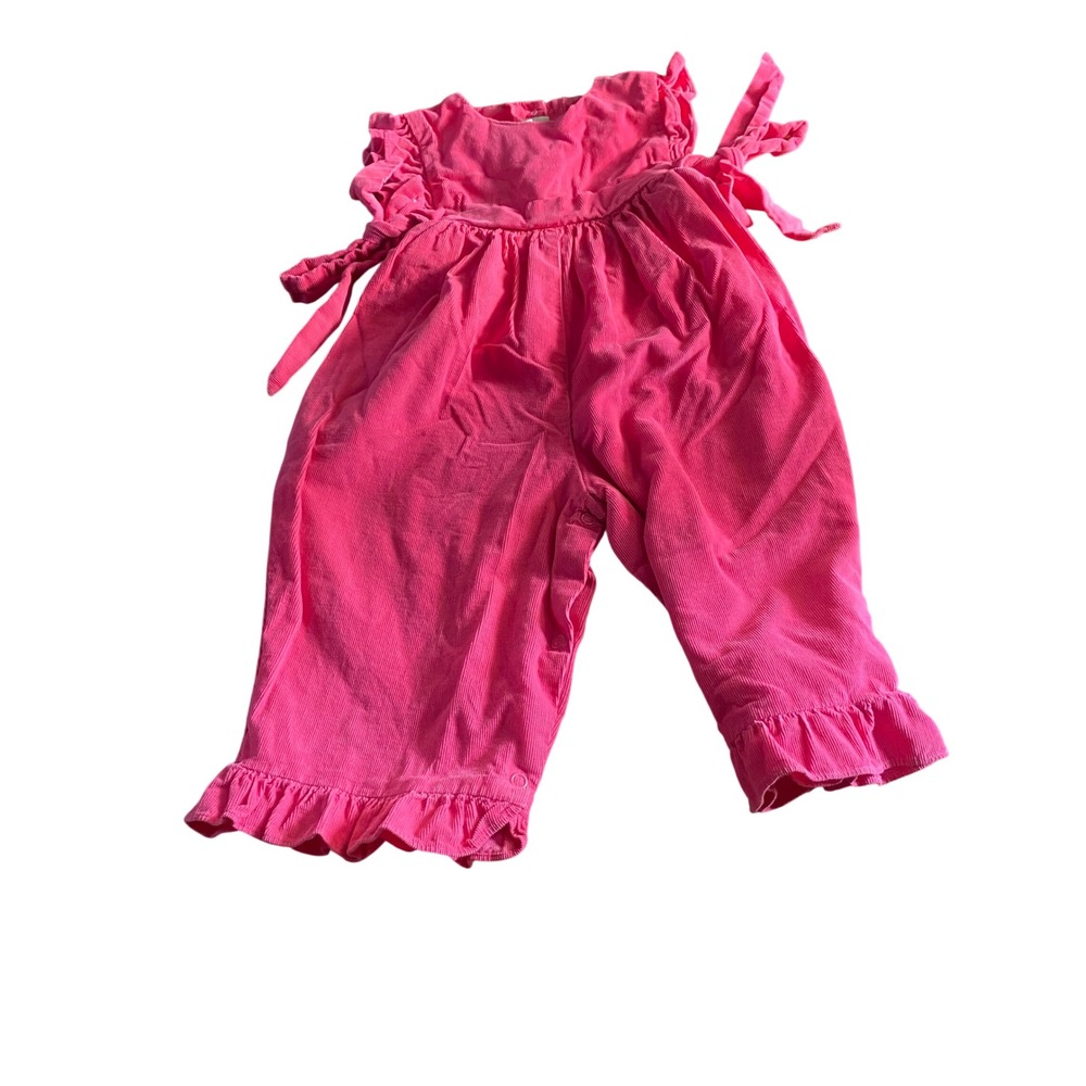 Stellybelly Corduroy Romper Kids Pink Ruffle Side Tie Jumpsuit SIZE 12-18M